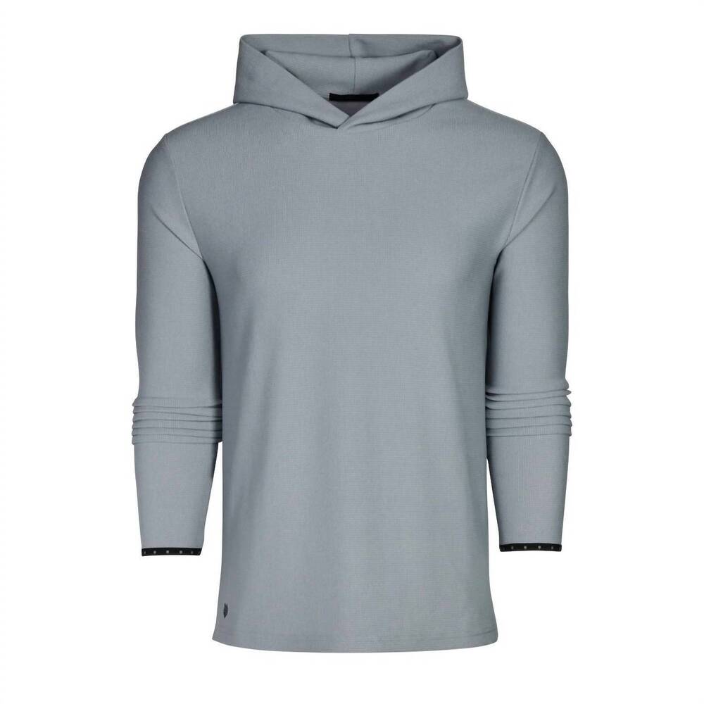 NEW GREYSON CLOTHIERS men's traverse waffle hoodie in pacific fog